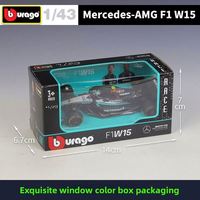 Coche de Carreras de Fórmula 1 de Aleación Fundida a Presión, Escala 1:43, Plateado, Modelo de Simulación, Estilo F1, Vehículo de la Temporada 2024, Juguete Coleccionable