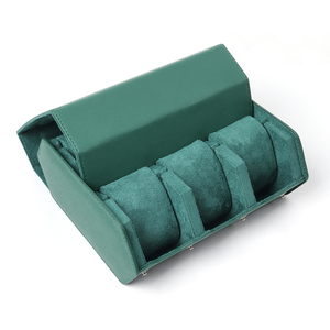 Caja de almacenamiento de reloj mecánico de piel de vaca con patrón cruzado de seis piezas hecha a mano, caja de regalo de reloj de viaje portátil de cuero genuino - Product Image 2