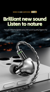 Auriculares I HIFGaming, intrauditivos con cable, cable plateado, controlador dinámico, monitoreo de alta resolución, desmontables, mismo estilo que Misound. - Product Image 6