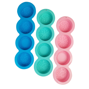 DM448 personnalisé 4 trous fleur ronde sculptée bricolage gâteau Baker poêle <span class=keywords><strong>Moule</strong></span> Savon <span class=keywords><strong>Silicone</strong></span> <span class=keywords><strong>Moule</strong></span> pour Savon bougie fabrication - Product Image 2