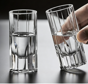 Verre à shot classique gravé en cristal sans plomb de 30 ml, à base épaisse, pour <span class=keywords><strong>Tequila</strong></span> et Whisky, à rayures verticales - Product Image 1