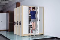 Compacteur mobile d'archives haute densité en acier, personnalisable et moderne, réglable pour sous-sol scolaire