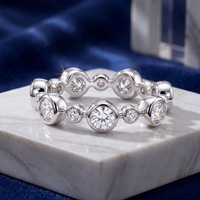 Bague en argent sterling 925 avec diamant de laboratoire D VVS1 taille ronde serti clos, alliance éternité pour femme