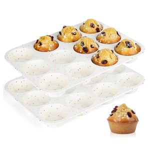 La fábrica MUYULINS puede personalizar moldes para hornear pasteles y muffins de silicona estándar, antiadherentes, sin BPA, de 12 cavidades, color beige, con certificación LFGB. - Product Image 1