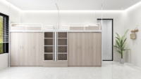 Lit superposé en métal pour enfants, moderne, pour l'école et l'hôtel, avec toboggan et escalier, mobilier de dortoir