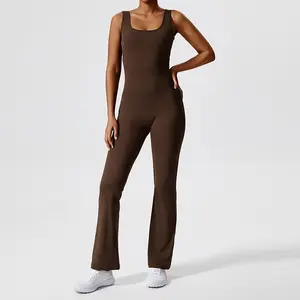 Của phụ nữ Slim-fit Yoga và khiêu vũ một mảnh Jumpsuit nhanh khô thoáng khí với Hip Lift mô hình rắn cộng với kích thước thể thao Jumpsuit