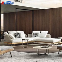 Ruiming meubles en teck simple canapé chaise en forme de L tissé ensemble de jardin avec table centrale pour cour extérieure patio hôtels parcs