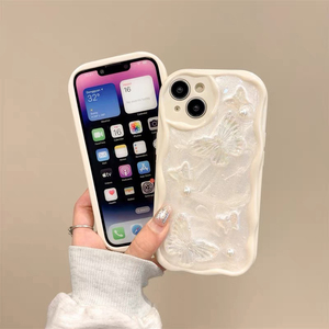 Coque de téléphone portable en silicone de luxe pour femmes, style coréen, avec paillettes époxy papillon perlé, pour iPhone 16 Pro Max, 14, 15, 13, 12, 11, Xsmax - Product Image 3
