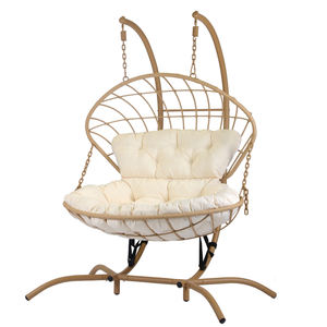 KDダブルシートハンギングチェアパティオPE籐ラブシートハンギングバスケットPE籐スイングチェア屋外ガーデンセット - Product Image 2