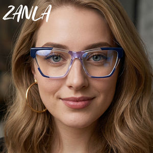 Gafas de Mujer con Montura de Ojo de Gato Coloridas y Modernas 2026, Montura de Polígono Transparente con Protección Anti Luz Azul, Montura Decorativa con Estampado de Leopardo - Product Image 3