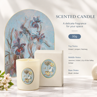 Bougie parfumée en cire de soja de la série Tuileries Garden, illustration florale vintage, crème beige, parfum d'ambiance pour la maison, aromathérapie, vente en gros