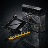 Cric à ciseaux robuste de 2 tonnes avec poignée à cliquet, kit d'outils de levage d'urgence portable pour véhicule