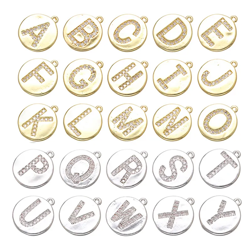 Kraal Gesp Sieraden Micro-Set Brief Hanger Ronde Rvs 26 Letters Goud En Zilveren Ketting Sieraden Voor Vrouwen mannen