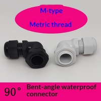 Connecteur de câble en nylon plastique de type M à angle de 90 degrés, étanche IP68, métrique, M12-M32
