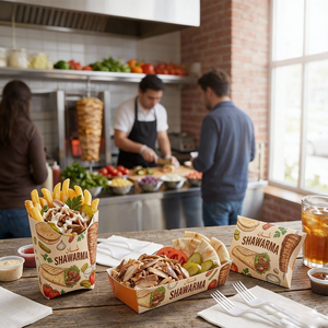 กล่องใส่พา<span class=keywords><strong>ย</strong></span>ผลไม้ รูปทรงหมอน ขา<span class=keywords><strong>ย</strong></span>ส่ง รับทำโลโก้ กล่องกระดาษครา<span class=keywords><strong>ฟ</strong></span>ท์แบบใช้แล้วทิ้ง สำหรับใส่พาย บุริโต้ อาหาร ชวาร์มา - Product Image 4