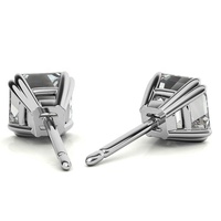 Boucles d'oreilles clous fantaisie en argent 925 avec diamant Moissanite Asscher à double griffe de 5,5 mm