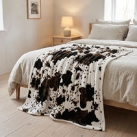 Couverture en flanelle esthétique à imprimé vache, douce et moelleuse, pour canapé, lit, décoration western
