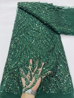 Tissu en dentelle à sequins brillants NI.AI, tissu en dentelle perlée pour robe de mariée, tissu en dentelle perlée pour robe