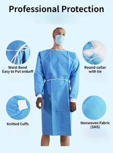Usine chinoise fabrication robe d'isolement jetable personnalisée prix bon marché robes chirurgicales non tissées médicales robes isolées médicales - Product Image 2