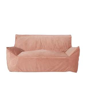 DB Fila Velveteen 2-Seater Pink Oversized <b>Bean</b> <b>Bag</b> <b>Sofa</b> Chair Modern European Design with Comfortable Armrests and Foam Fill - Product Image 1