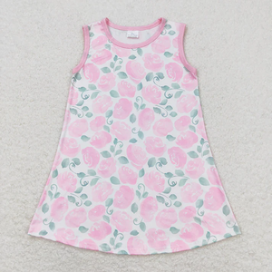 Vestidos de Verano para Niñas al por Mayor, Vestidos Cortos de Manga Corta hasta la Rodilla para Niñas, Transpirables, de Seda de Leche, Estampados, Amigables con la Piel - Product Image 3