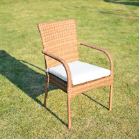 Ensemble de salle à manger en rotin pour jardin, meubles de patio modernes et simples, 6 chaises de restaurant en rotin avec table