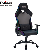 Chaise de jeu LED RGB réglable avec hauteur réglable, inclinable, ergonomique, style course, vérin à gaz 4 positions, support lombaire et appui-tête