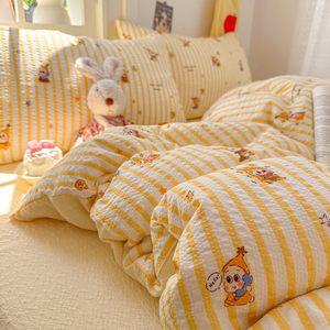 Nuevo Juego de Ropa de Cama de 4 Piezas con Estampado de Hilo Esponjoso, Estilo Fresco 2026, Suave, Esponjoso, Transpirable y Cómodo - Product Image 4