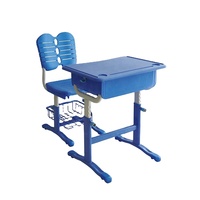 Ensemble chaise et bureau d'étude pour étudiants, cadre métallique, hauteur réglable, vert, table d'étude ergonomique en plastique avec boîte de rangement pour primaire et secondaire