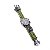 Montre de survie multifonction en paracorde avec boussole, bracelet d'urgence pour le camping et la randonnée