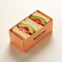 Boîte d'emballage en carton pour sandwichs et pains de petit-déjeuner, haute qualité, encre à base de soja, logo personnalisé, vente en gros