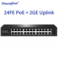 Switch PoE de Alta Potencia de 24 Puertos, 2 Puertos Uplink Gigabit, Switch de Red Ethernet 10/100/1000Mbps, 360W, Montaje en Rack Metálico, Hub No Administrado
