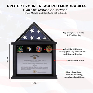 Lớn Nâu cựu chiến binh quân sự huy chương bóng hộp chôn cất cờ hiển thị trường hợp cho 5 'x 9.5' gấp Mỹ tang lễ cờ khung ảnh - Product Image 4