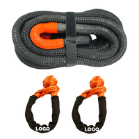 Kit de Corde Cinétique 32mm*9m B.S.15.5t avec Manilles Souples pour Remorquage et Récupération, Outils d'Urgence Tout-Terrain 4x4