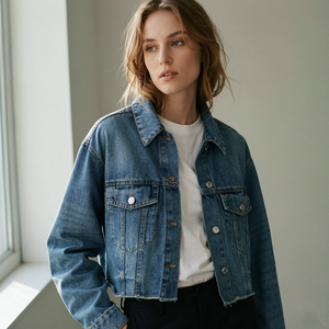 Chaqueta vaquera corta personalizada LEDUO para mujer, ropa de calle, chaquetas vaqueras para mujer, chaquetas de moda casual. - Product Image 1
