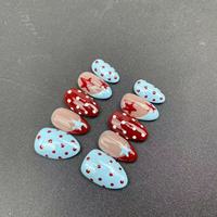 Ongles courts d'amande faits à la main de haute qualité avec style étoile française à cinq branches peinte à la main, vente en gros d'usine réutilisable