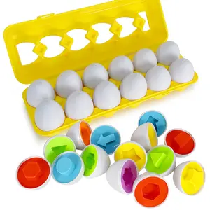 Одинаковые яйца развивающие цвет и распознавание формы аппарат для сортировки и навыки головоломка Исследование игрушки для узнать цвет и форма матч яйцо набор 12 яиц