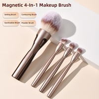 Mini Kit de Pinceaux Cosmétiques de Voyage 4-en-1 Détachable avec Poils en Fibres Synthétiques, Option Logo Personnalisé, Outils de Maquillage Prêts à l'emploi pour Mascara