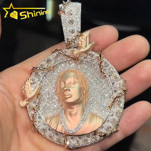 Liontin huruf lingkaran kustom mewah perhiasan mode VVS moissanite 925 perak 18K liontin huruf hip hop berlapis emas - Product Image 6