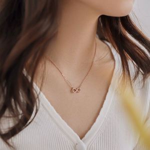Dylam New Designer Women Fine Jewelry Daily Non Tarnish S925 Silver Rhodium <b>Rose</b> Gold Zirconia <b>Infinity</b> Symbol Pendant Necklace - Product Image 5