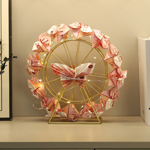 Ornement de grande roue rotative Mystic Arts en métal doré avec lumières LED, décoration de bureau pour la maison et le bureau - Product Image 4