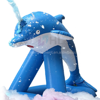 Modèle de dauphin gonflable en PVC personnalisé, canon à mousse pour fête en plein air, jet de mousse, parc d'attractions, piscine, DJ, discothèque - Hongli