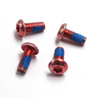 Sekrup Mesin Pengunci Patch Nylon Biru Kepala Pan Flange Torx dengan Lapisan Anodized Merah Aluminium M4 M5 M6