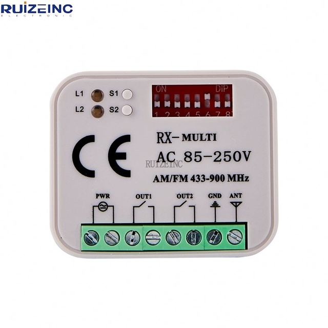 Universal Garage Door Receiver AC 220V 9-30V 2CH Multi Frequency Controller Switch for 433 868 MHz Remote Control