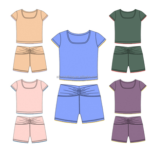 Custom Girls Yoga Sets Kids Summer Outfits <b>Toddler</b> 2 Piece <b>Short</b> Sleeve <b>Shorts</b> Sportswear Wholesale Low MOQ - Product Image 3