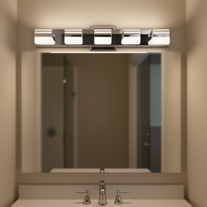 Modern 5-<b>Light</b> LED Bathroom Vanity <b>Light</b> <b>Chrome</b> <b>Wall</b> Mount Mirror Lamp Warm White 3500K IP44 - Product Image 2