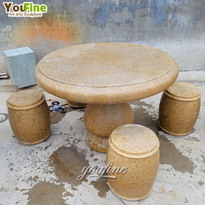 Vườn đá cẩm thạch Voi Đá Bàn tròn và băng ghế cho trang trí nội thất - Product Image 6