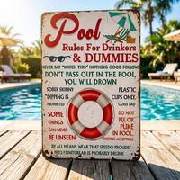 Pancarte créative pour piscine, règles de fête humoristiques, affiche métallique, style industriel cool, décoration murale pour Man Cave, club et maison de vacances