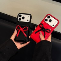 Coque de téléphone 3D brillante avec nœud papillon pour iPhone 13 14 15 16 17 18 Pro Max, mignonne, antichoc, souple, protection pour femmes et filles, couleur bonbon
