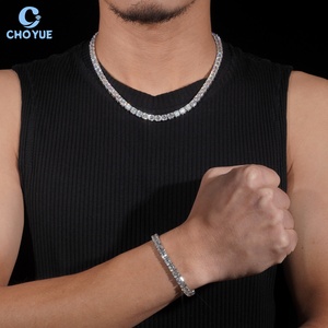 Pulsera de eslabones cubanos con moissanita talla Asscher brillante, chapada en rodio, de plata maciza 925, joyería Hiphop Iced Out - Product Image 2